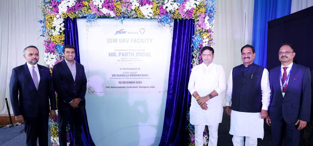 JSW UAV Facility foundation stone ceremony in Hyderabad attended by JSW Defence leadership and government officials
